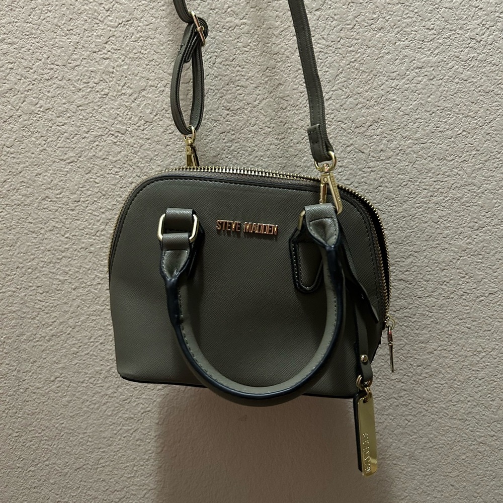 Steve Madden Olive Green Mini Satchel with Gold Hardware